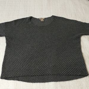 Vertical Design Cashmere And Wool‎ Sweater, Gray, Black Polka Dots, Women's XL